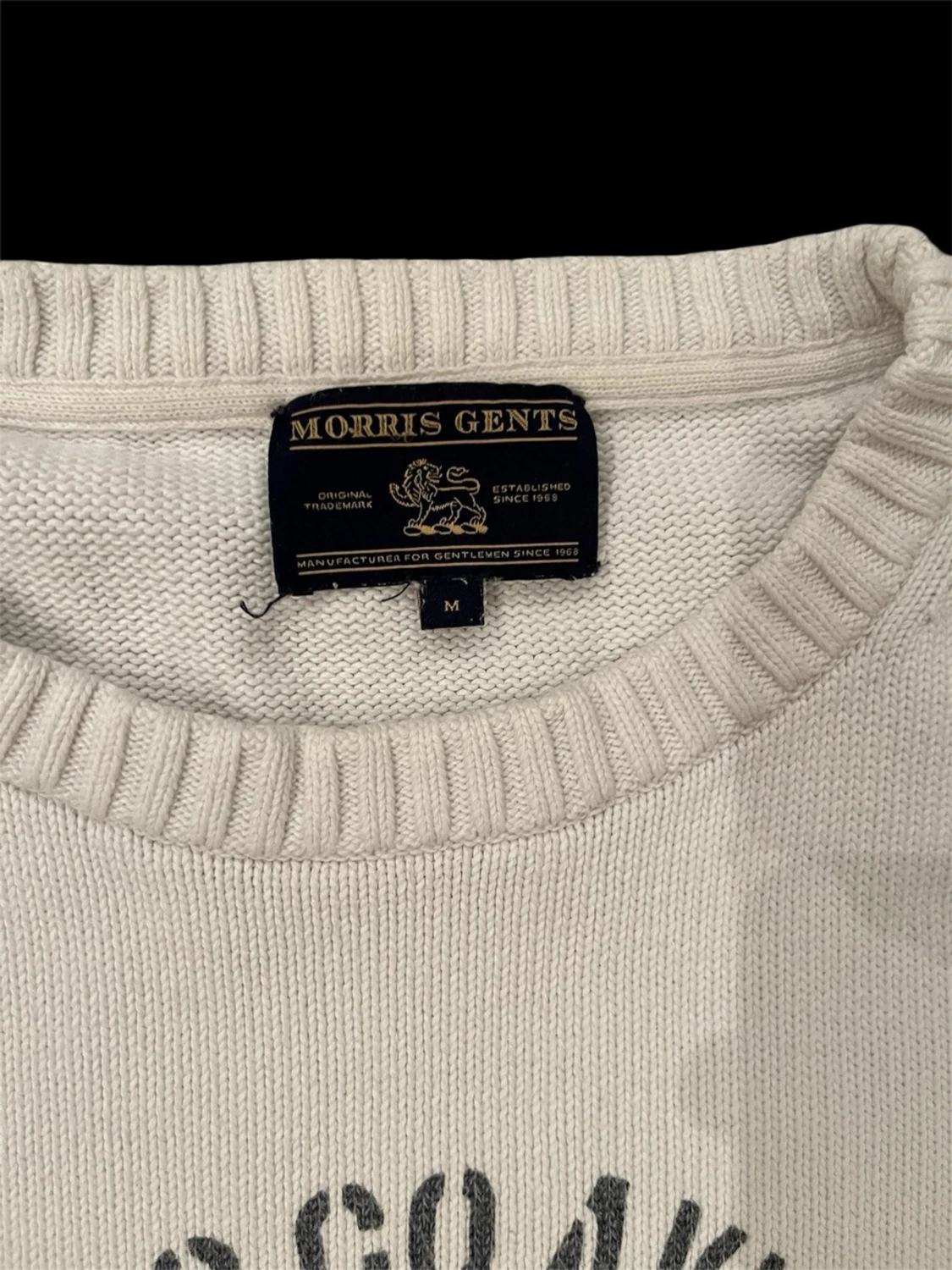 Vit stickad tröja Morris Gents M - 2