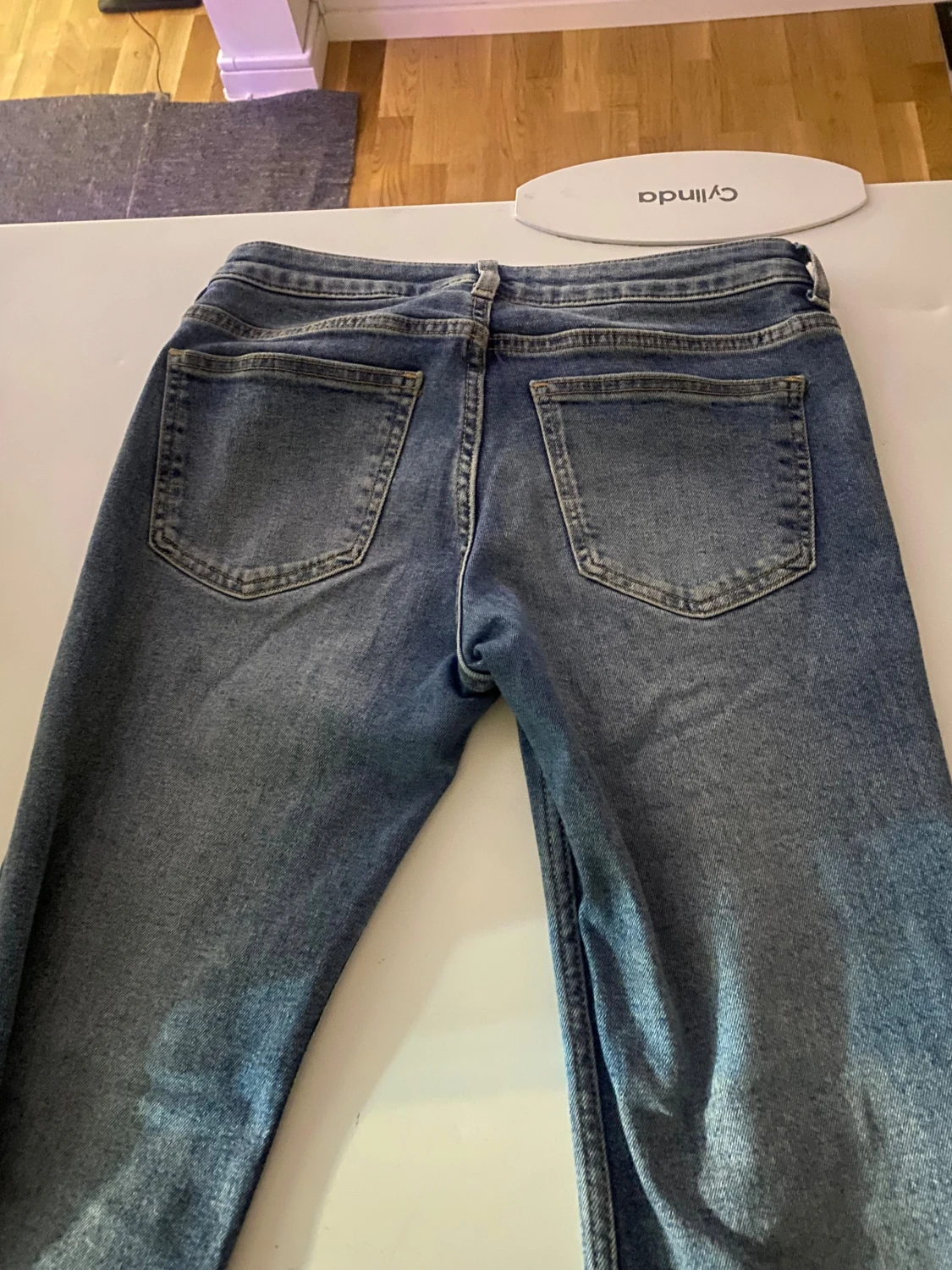 Blå bootcut jeans med låg midja - 4