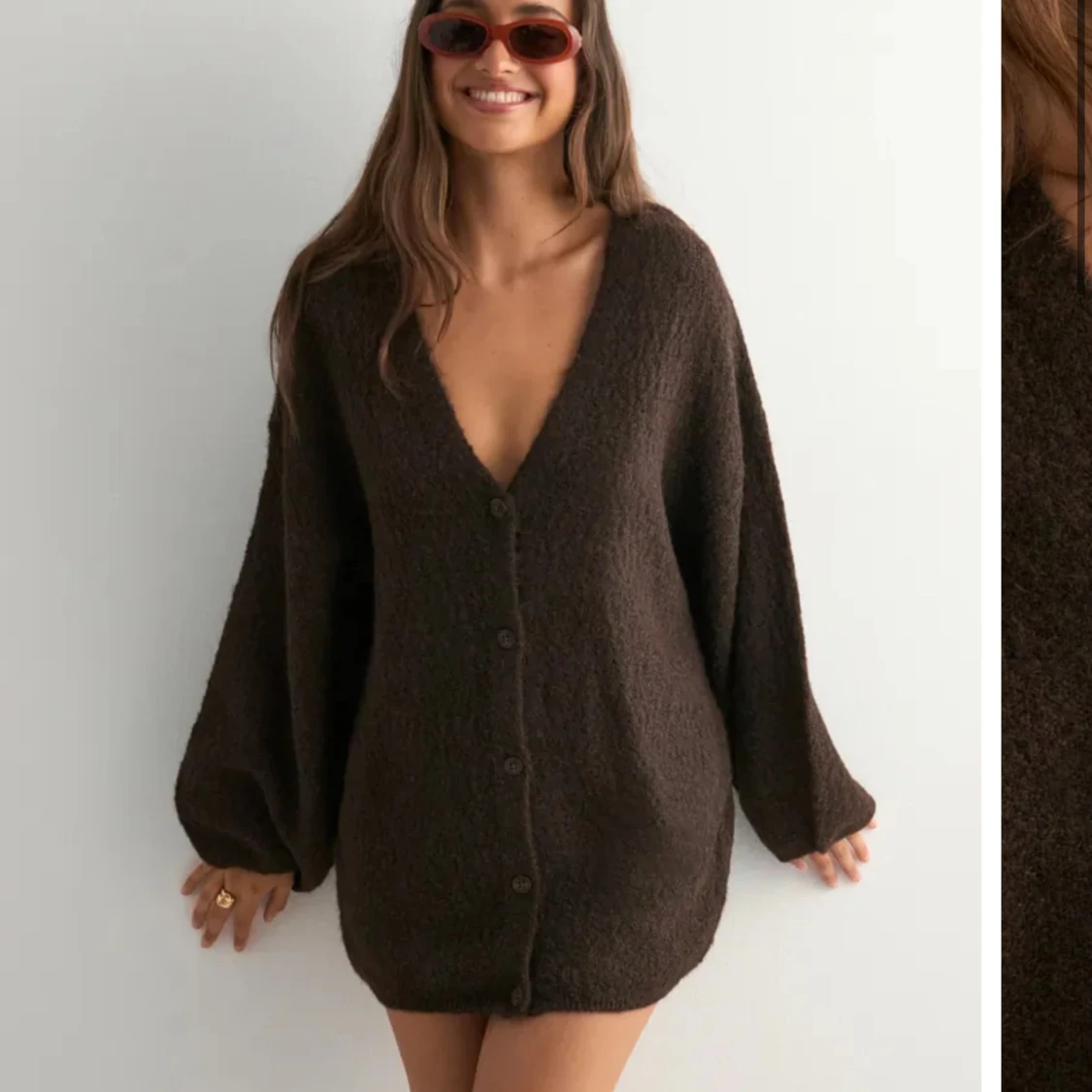 Brun stickad kofta från Nelly