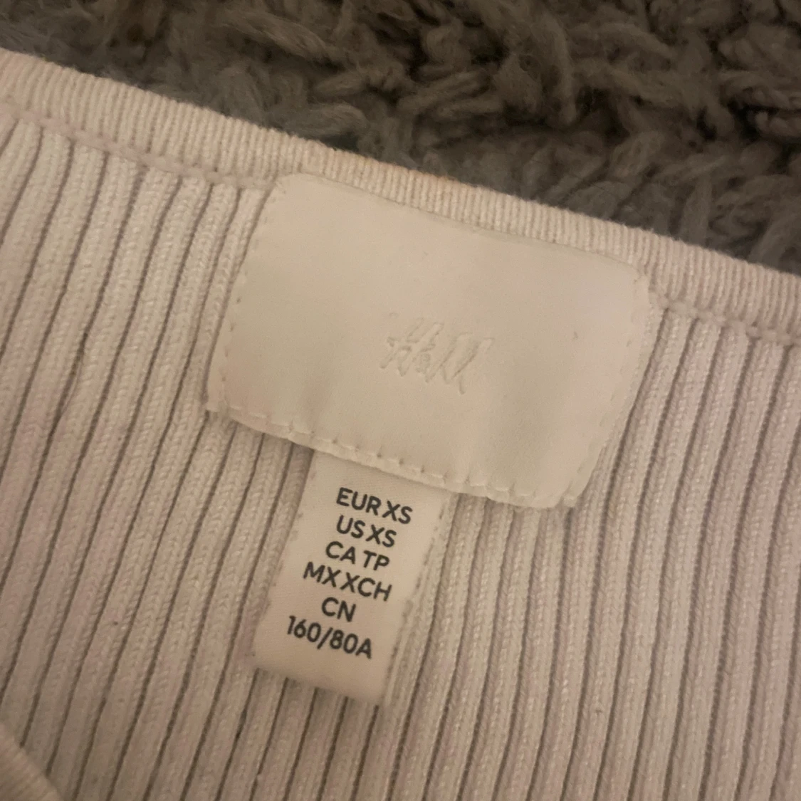 Vit ribbad offshoulder topp - 2