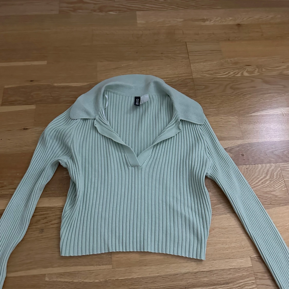 Ribbad mintgrön polotopp från H&M Divided