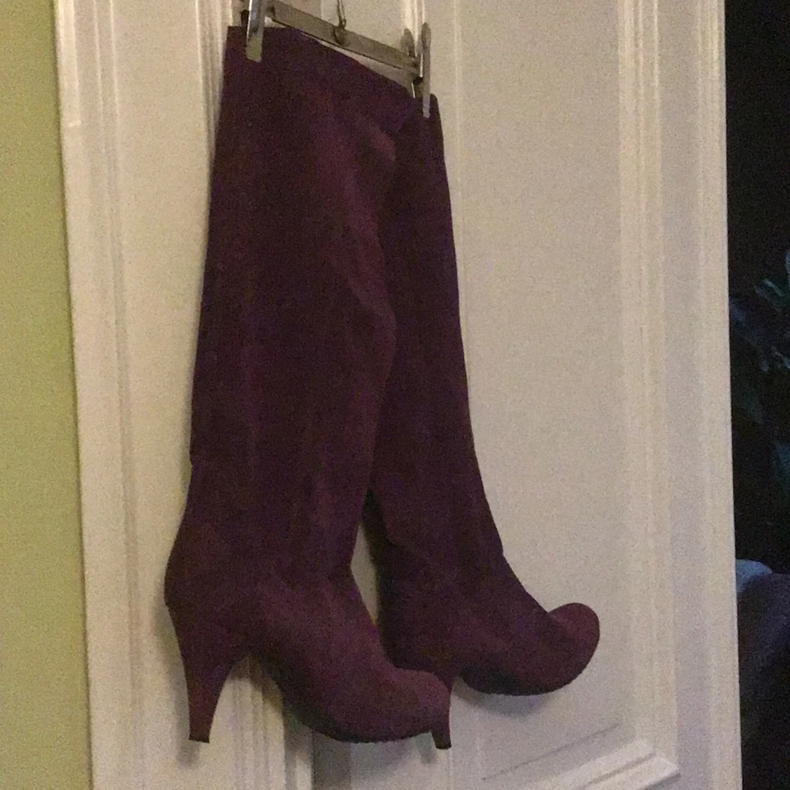 Lila mockastövlar med klack - 1