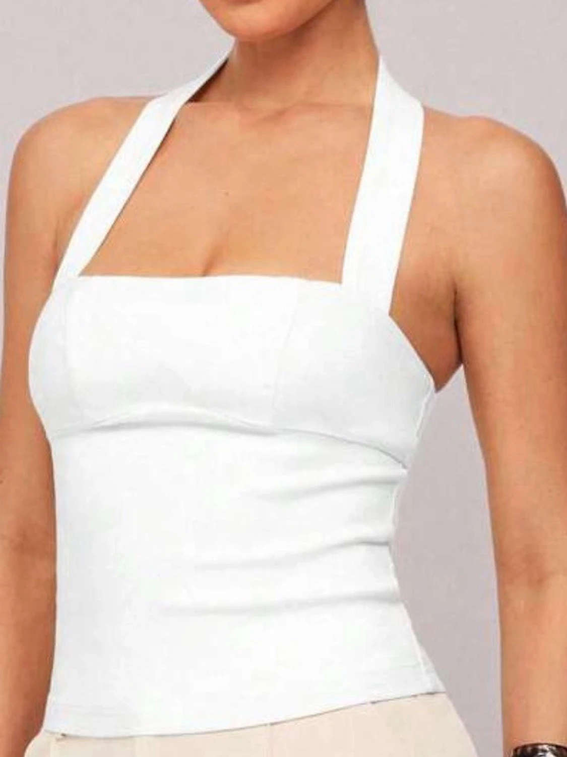 Vit halterneck korsettopp