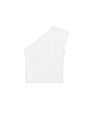Vit oneshoulder topp - Stilren vit topp med oneshoulder-design och asymmetrisk skärning. Perfekt för dig som vill ha en enkel men trendig look. Tunn och lätt, passar till många olika outfits. Aldrig använd