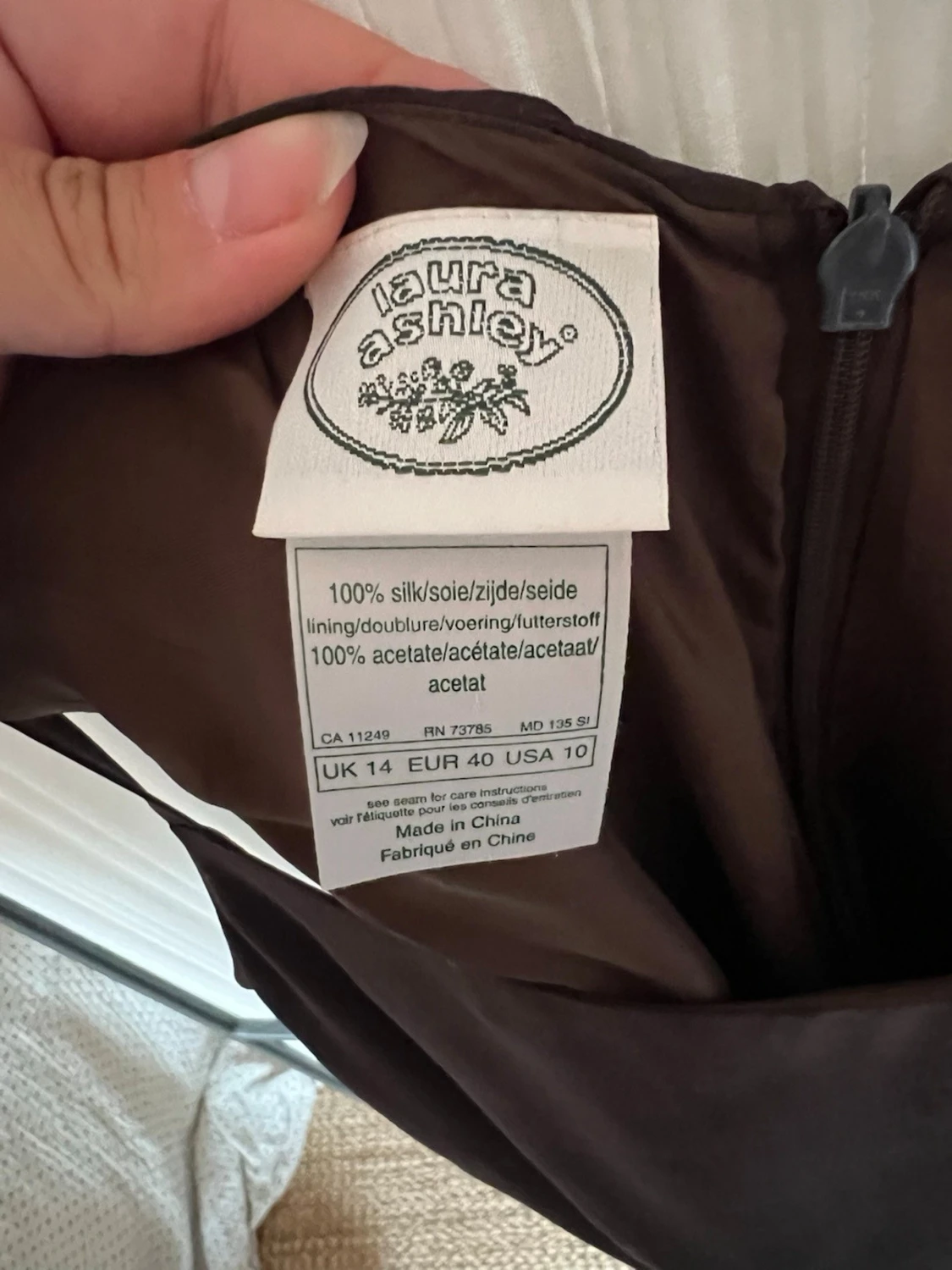 Mörkbrun Laura Ashley klänning med slits - 2