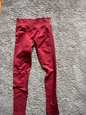 Impact leggings  - Snygga röda seamless leggings från DFYNE med hög midja och stretchigt material. Perfekta för träning eller chill, med diskret logga i midjan. Tight passform och mjukt tyg som formar sig efter kroppen.