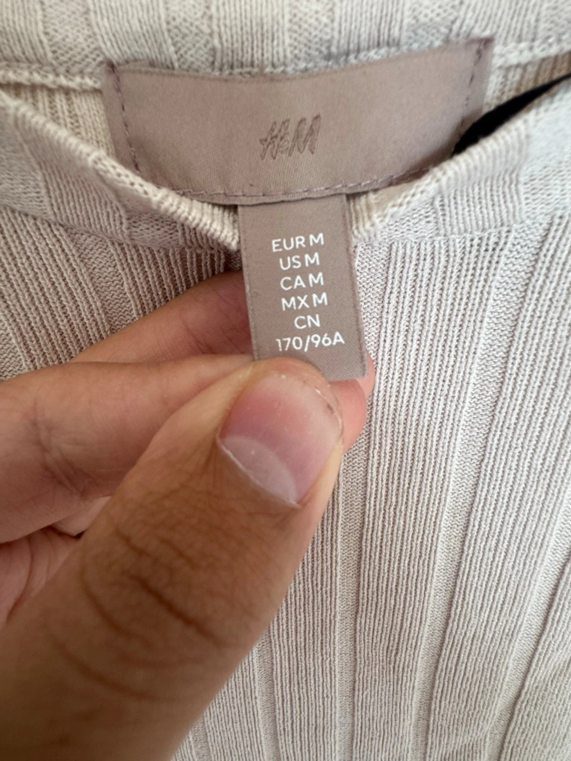 Beige ribbad topp med kort ärm - 3