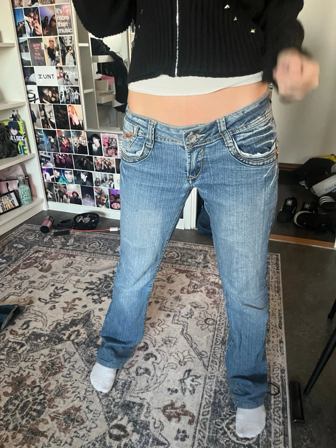 Ljusblå low waist bootcut jeans - 1