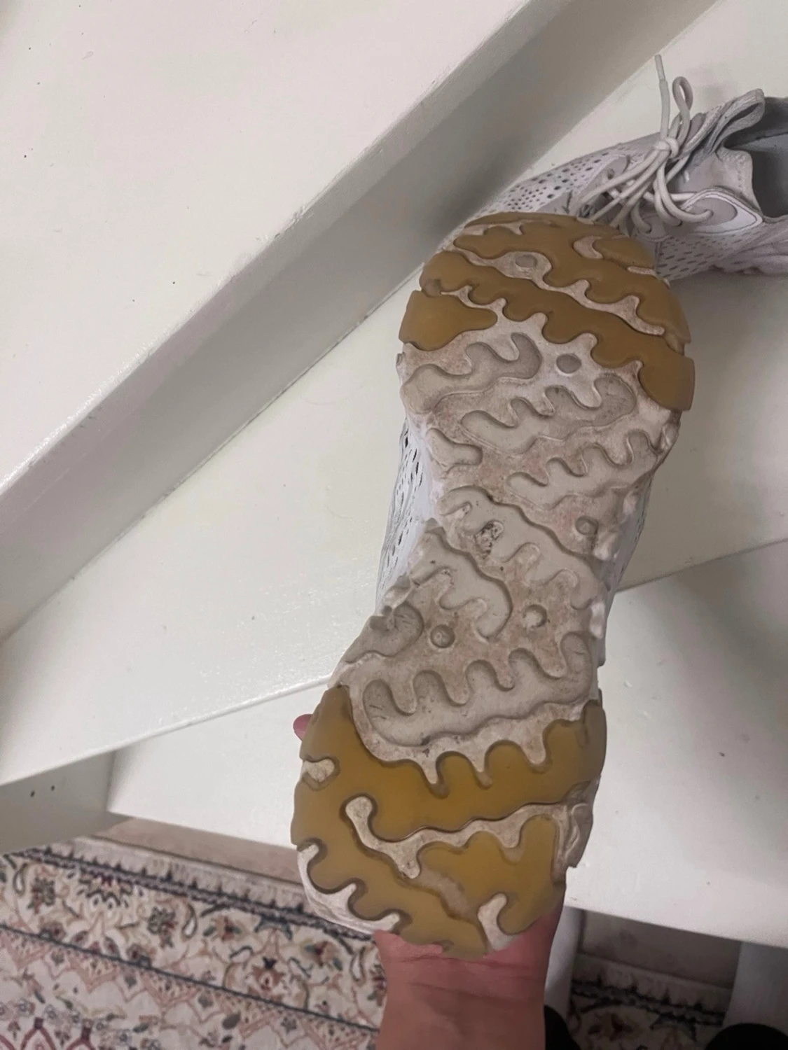 Vita mesh sneakers med chunky sula - 3