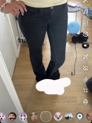 Weekday, Cheap monday - STORLEK 24/32!! Ett par svarta lowaist bootcut jeans ifrån weekday. Dem är i väldigt bra skick bara lappen på baksidan som är lite sliten. Jag är 167 och passar jättebra i dem, säljer för de inte kommer till användning! Går att diskutera priset men inte överdrivet