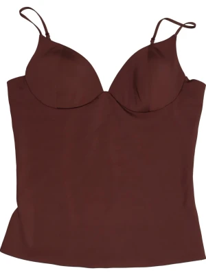 Vinröd topp från Zara - Snygg vinröd topp med tunna justerbara axelband och formpressade kupor. Tillverkad i ett mjukt och stretchigt material som sitter skönt mot kroppen. Perfekt för dig som vill ha en enkel men stilren look.