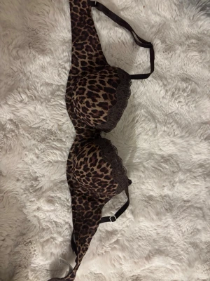 Leopardmönstrad push-up bh med spets - Jätte snygg men för liten, har aldrig använts pågrund av att den var för liten när jag gick den. Annars AS snygg 🤎