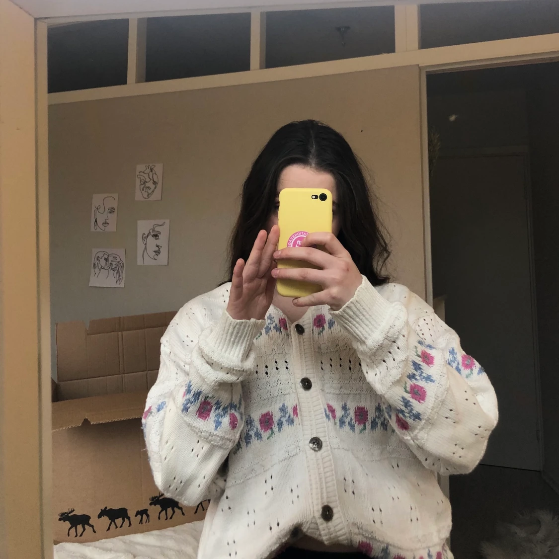 Blommig Cardigan - 91