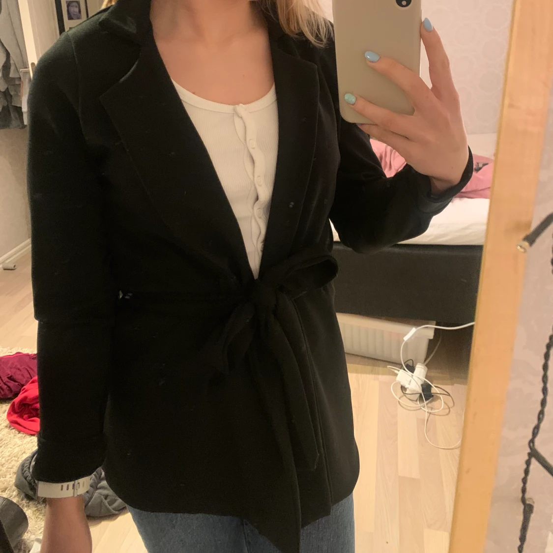 Blazer med knytning i midjan - 90