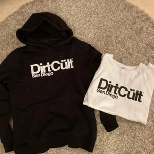 Dirtcult tröjor  - Säljer två dirtcult tröjor en hoodie och en T-shirt. Aldrig använda, storlek L i herr men väldigt små i storlekarna mer som en M/S, säljer båda för 600.