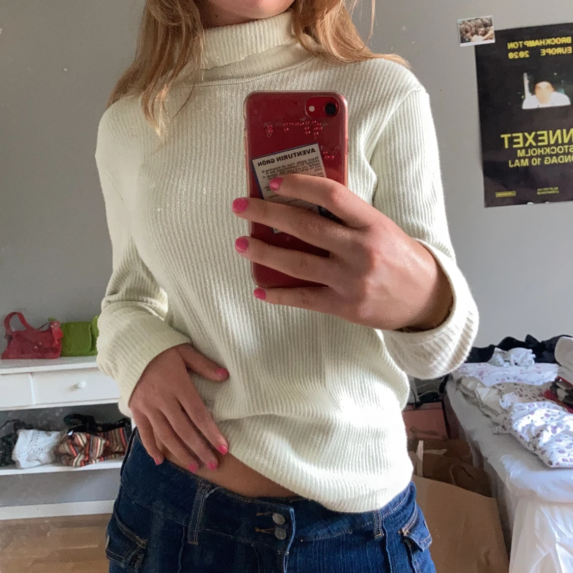 Limegrön/gul polotröja