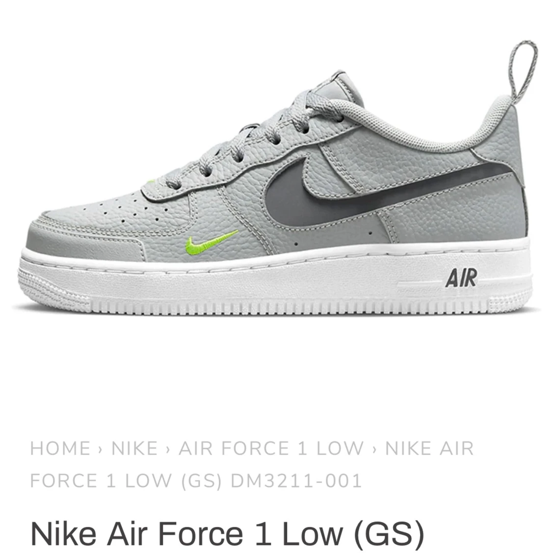 Gråa Nike AirForce med grön detalj