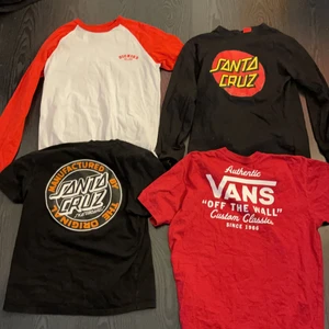 santacruz, vans, dickies - dickies långärmad storlek M, 250. vans t shirt storlek M 150kr. santa cruz t shirt storlek S 200kr. santa cruz långärmad 150kr 