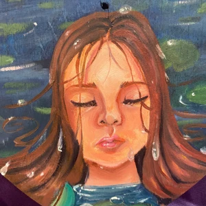 Vatten porträtt oljefärg målning - Målning jag själv har målat i oljefärg 16x16cm på en trä kanvas. 