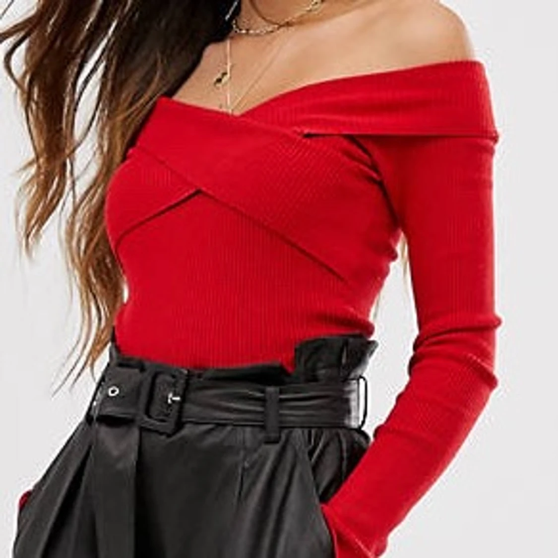 Miss selfridge wrap off shoulder tröja - 91
