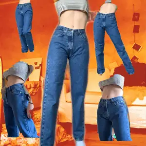 Straight leg, real denim vintage jeans från DAVY’S. Köpta nya för 300 kr. Jag har valt att sälja jeansen för d är för små på mig, hon på bilden är min kompis och har storlek 36. FRAKT INGÅR 💕💕