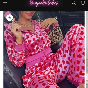 Heart print tracksuit - Two piece set, velvet heart printed