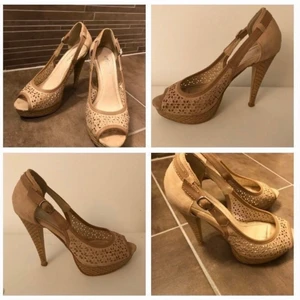 Strl 37beige  - Strl 37 beige högklackade skor 