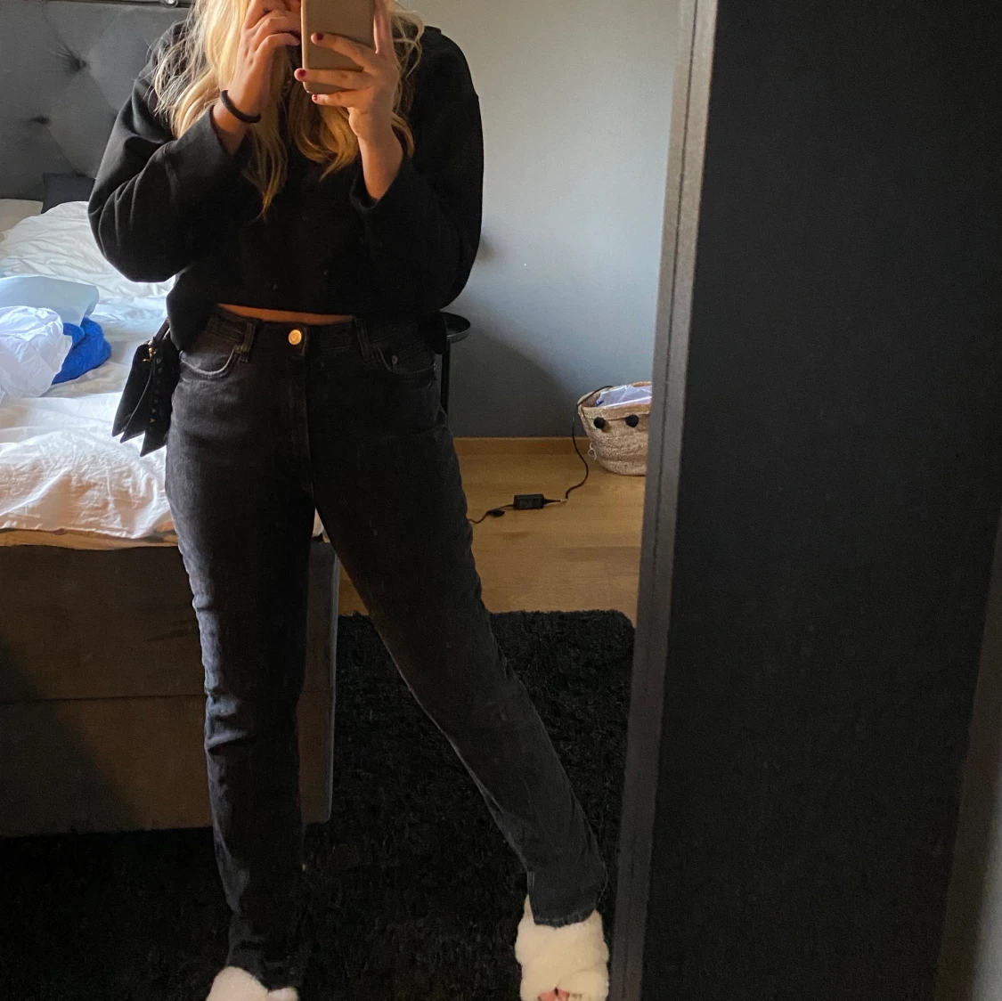 Raka jeans med slits  - 90