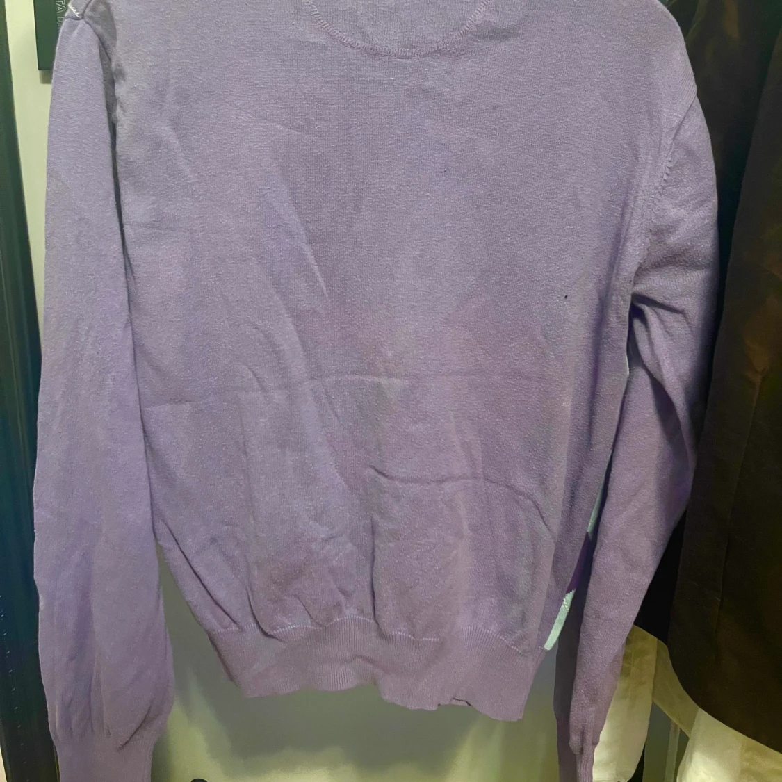 Turkos/lila rutig tröja - 90