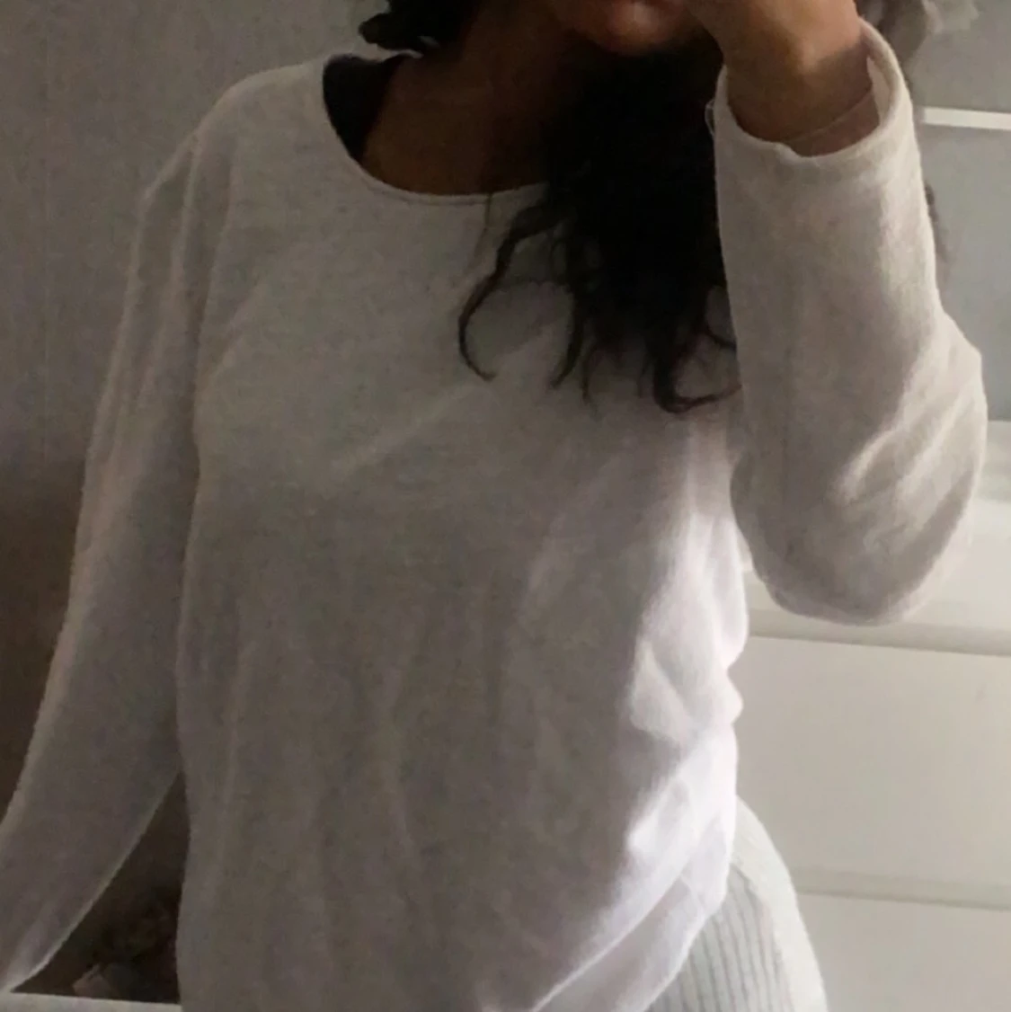 Vit långärmad tröja - 90