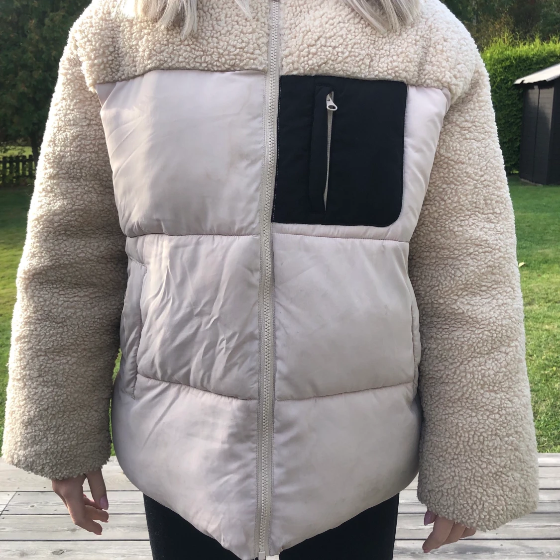  Naturvit pufferjacka i fleece - 91