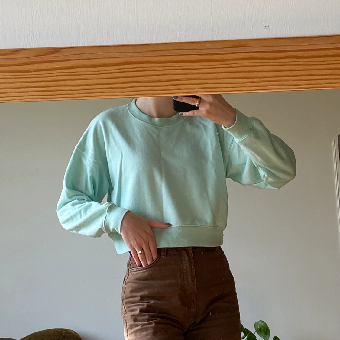 mintgrön croppad tröja - 90