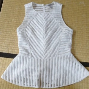 Vit mesh peplum topp student fest vardag - Vit häftig peplumtopp som ger det där lilla extra. Storlek 34 (passar även 36 med liten byst). Kanske något till studenten? Mycket gott skick, är själv lite för bred i bröstkorgen från gymmet tyvärr.. 