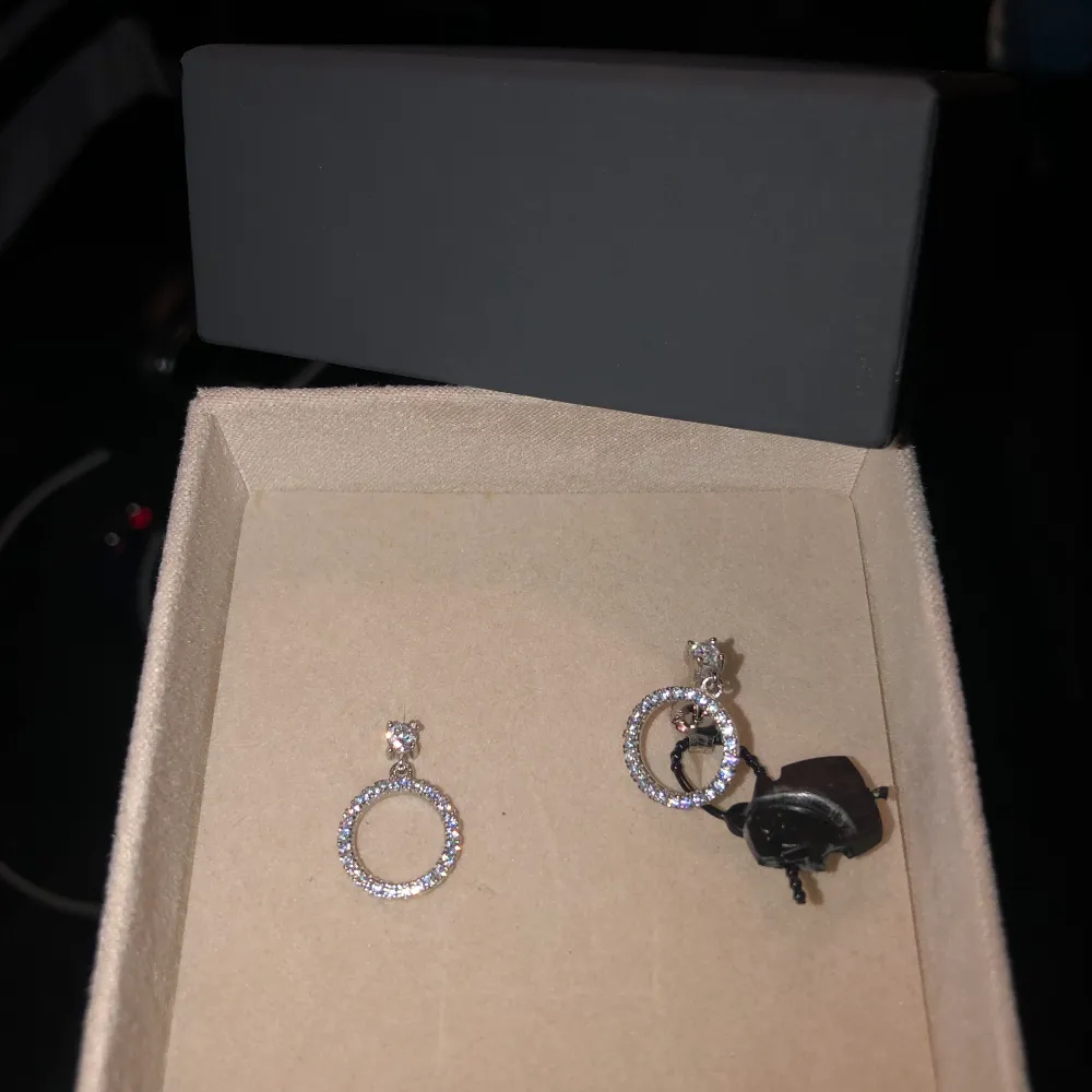 Säljer ett par silver örhängen från Vidal & Vidal. De är helt nya, oanvända och plomberade. Har fått dessa i present som kostar cirka 700kr i butik och säljer därför vidare de för 500kr.. Accessoarer.