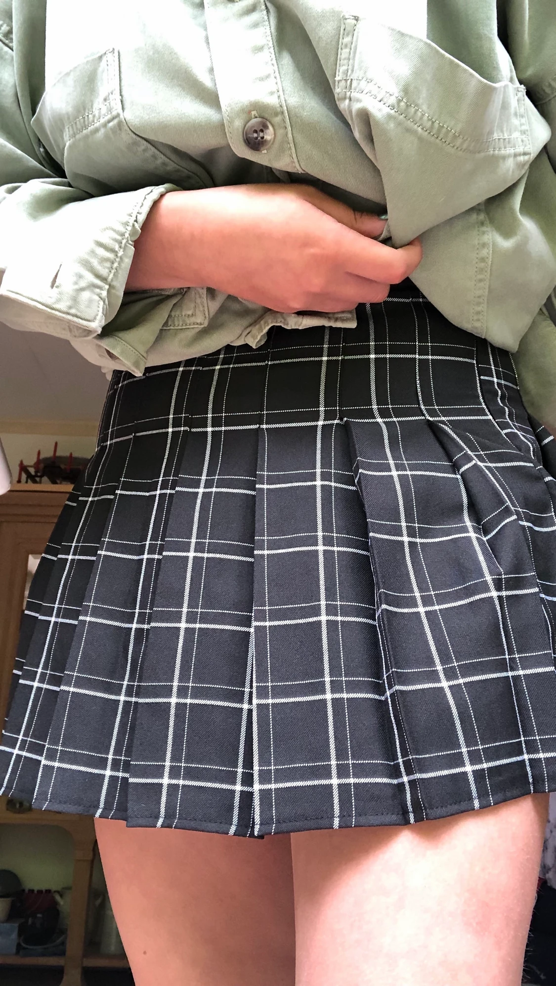 Svartrutig tenniskjol stl M/S - 90