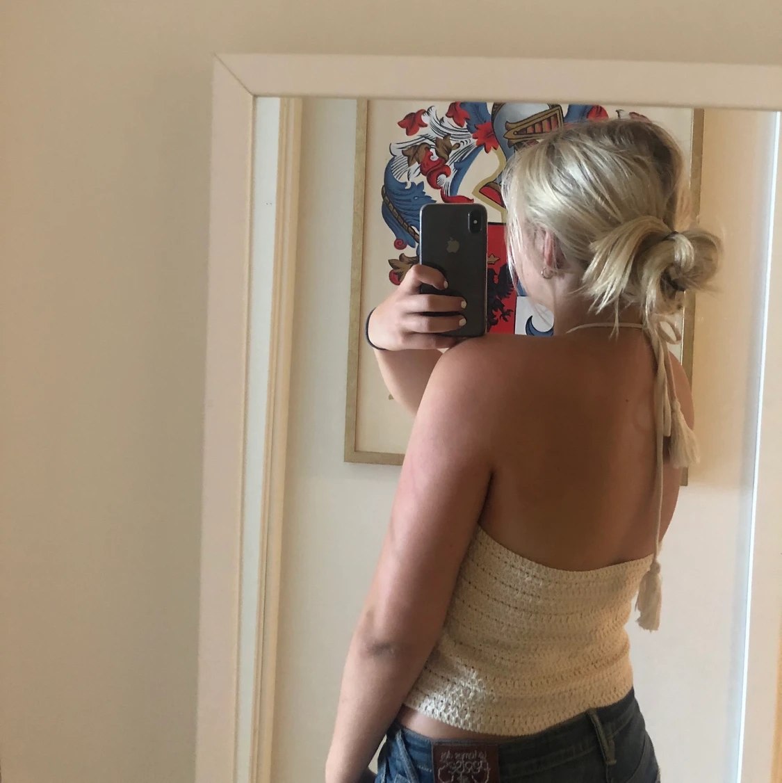 Stickad halted neck topp