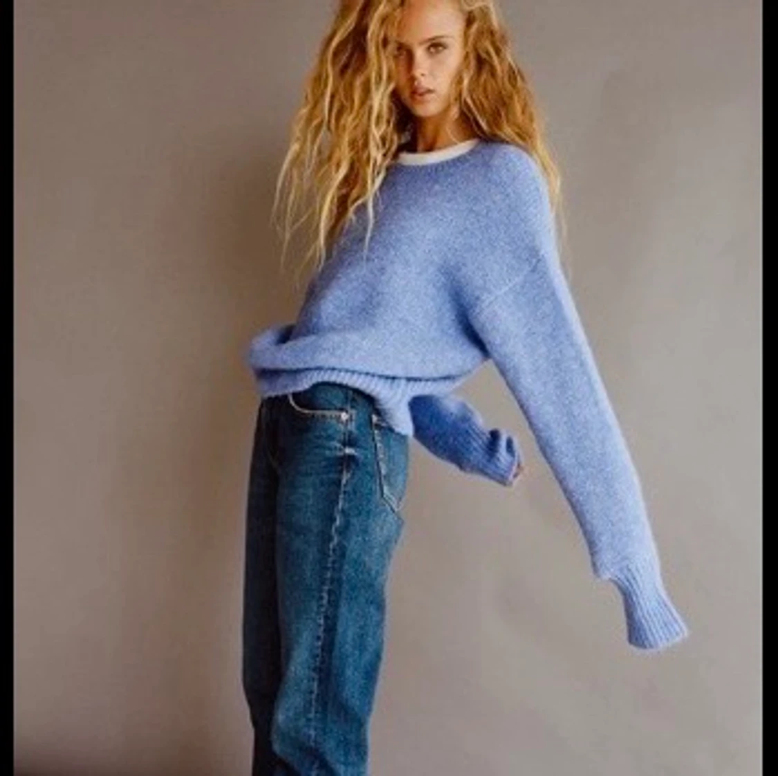 Blå stickad tröja - zara