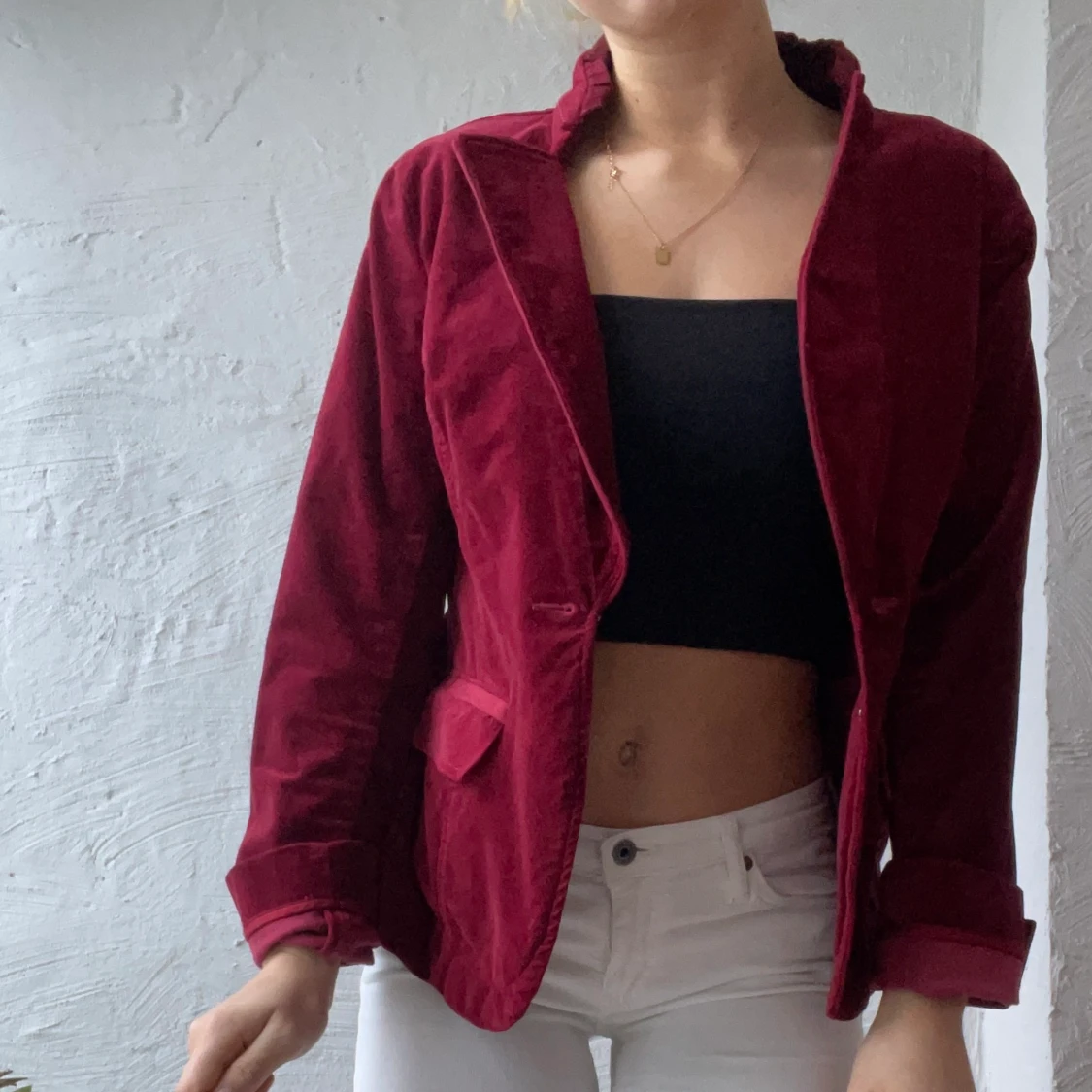 vintage röd sammet kavaj - 90