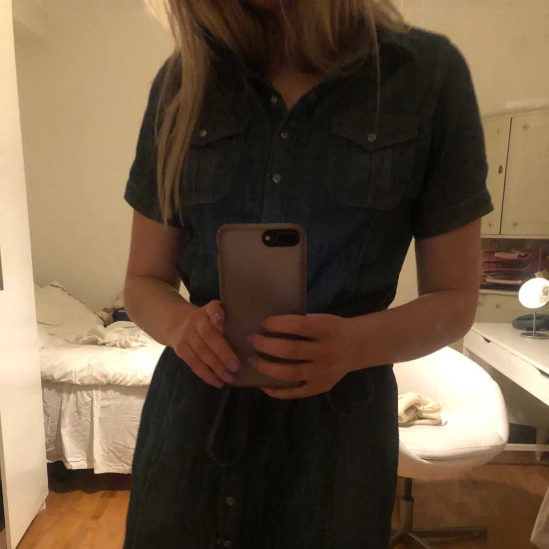 Mörkblå Jeansklänning - 90