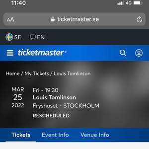 Säljer min Louis Tomlinson biljette pga kan ej gå:/ Stockholm 25 Mars 2022. Har endast en biljett. !!Utsåld överallt!! Skriv pris du är villig att betala 