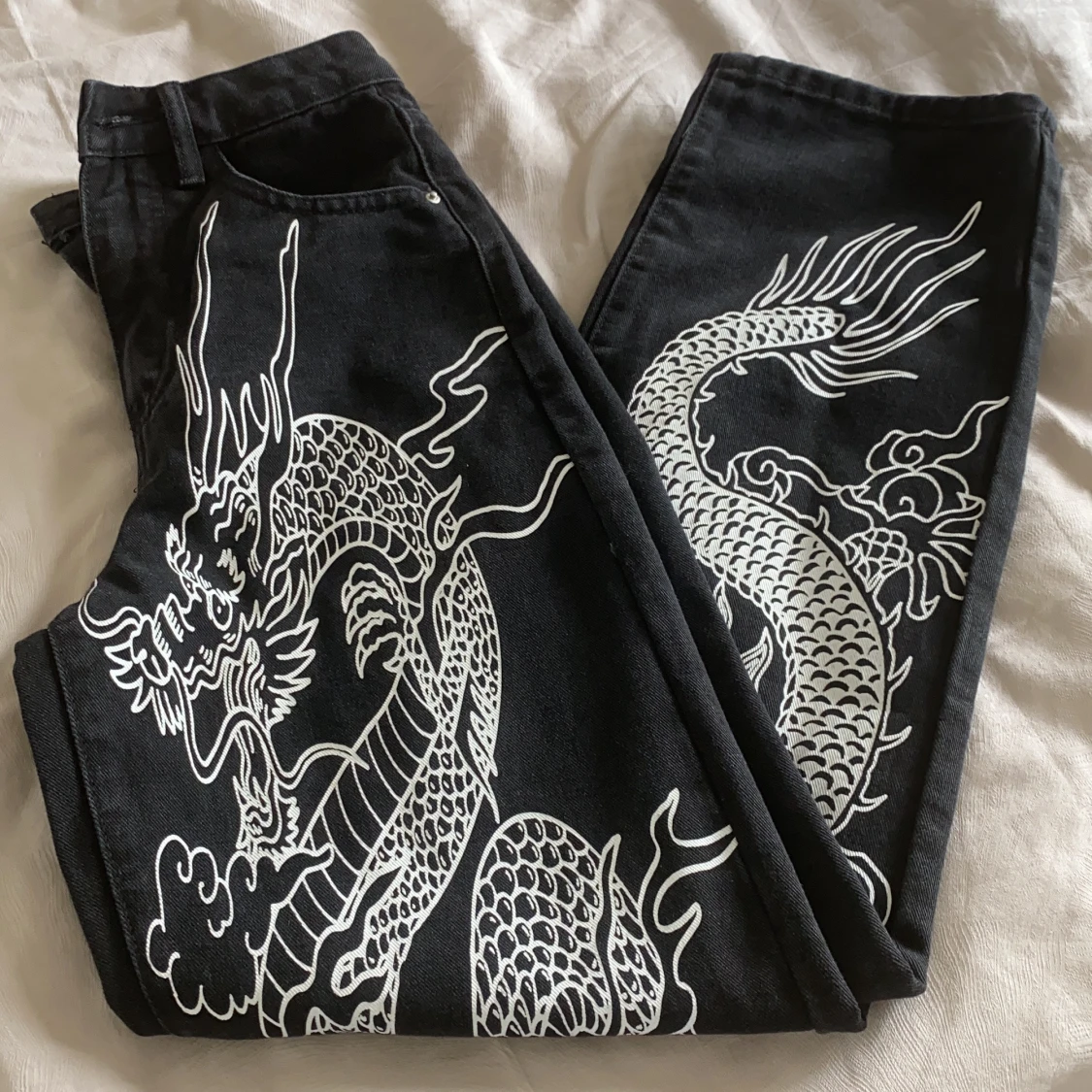 Trendiga Shein Mönstrade Shein Svarta Jeans