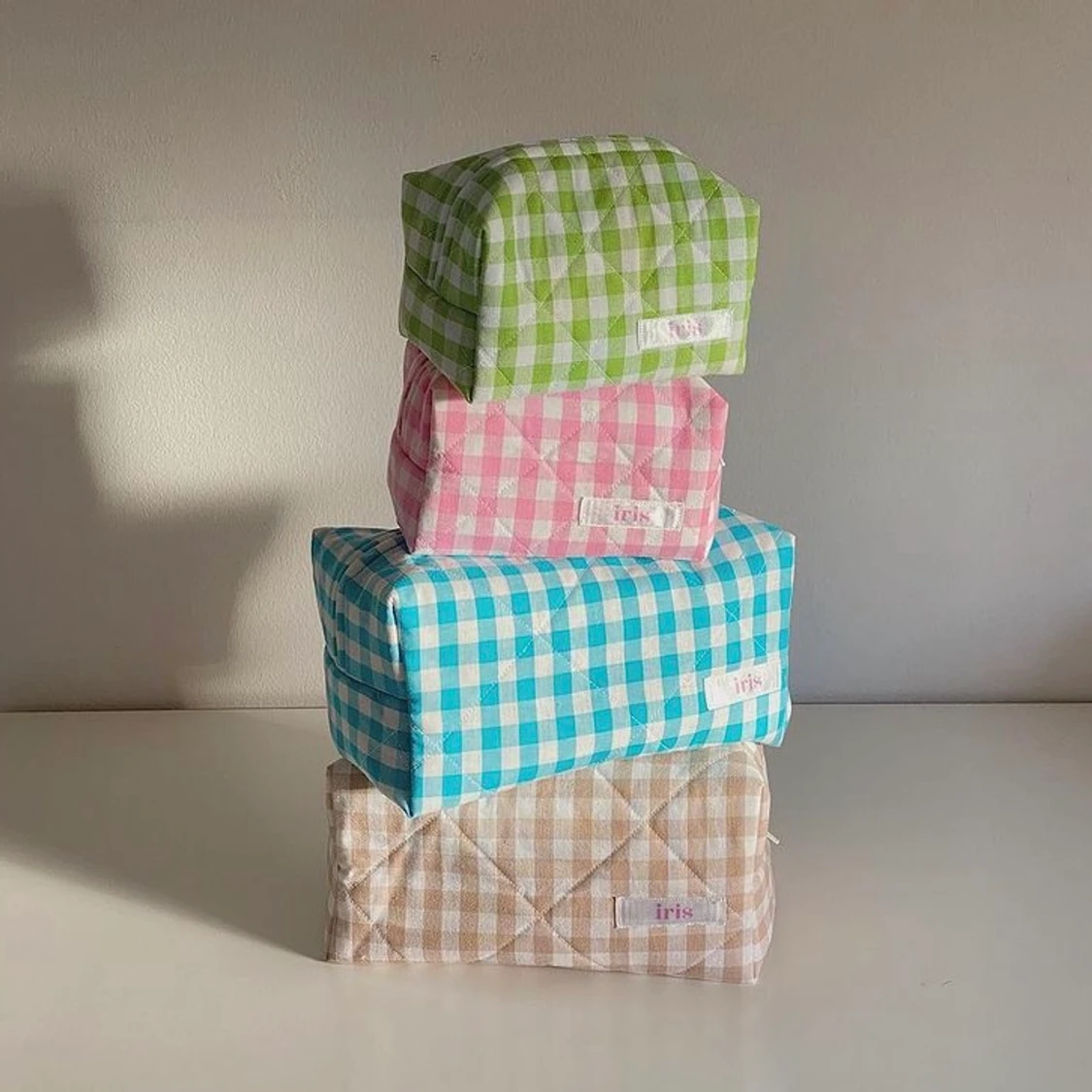 Grön-vit rutig necessär  - 91