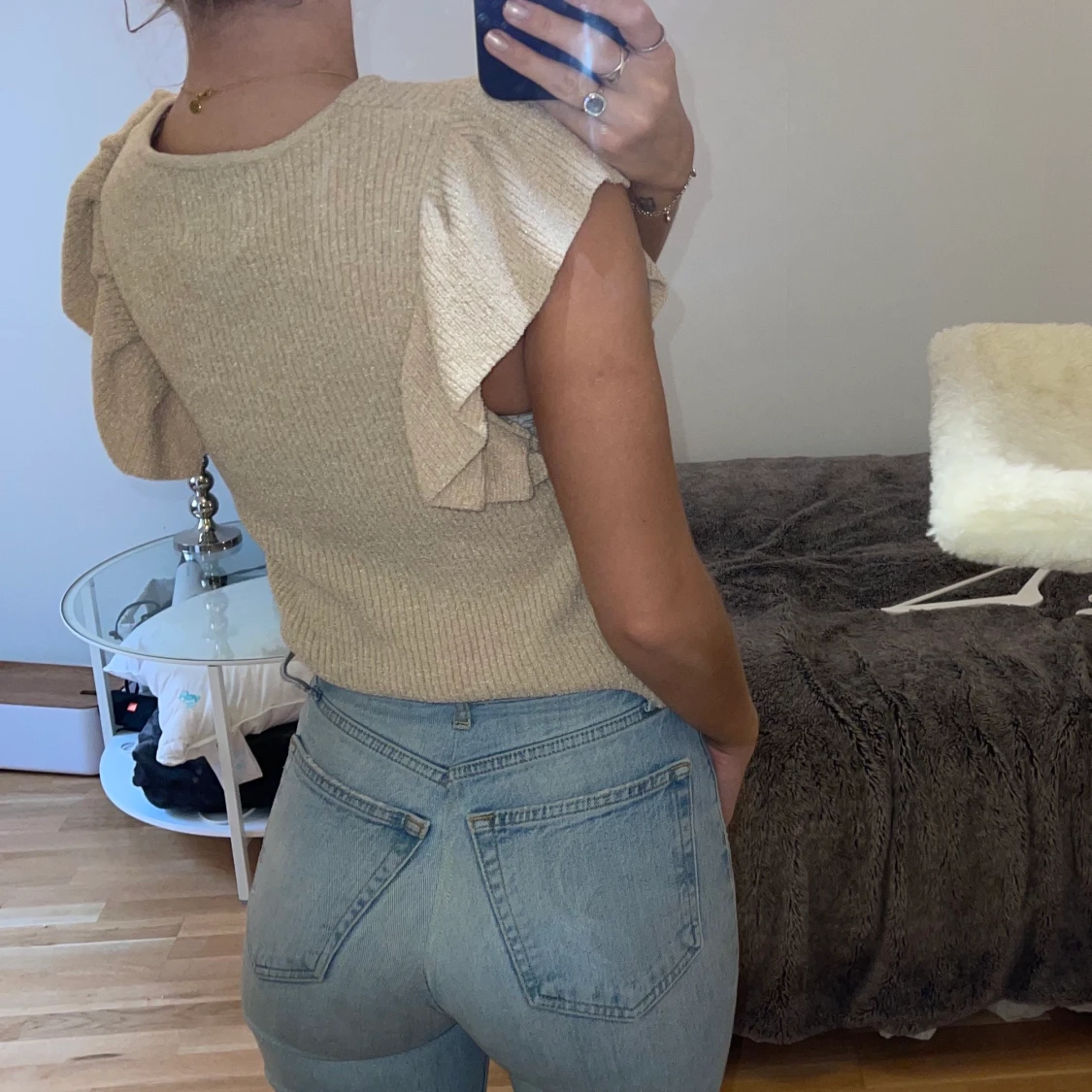 Mjuk ljusrosa/beige topp - 90