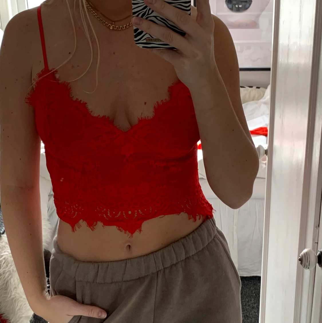 Röd spets topp - 90