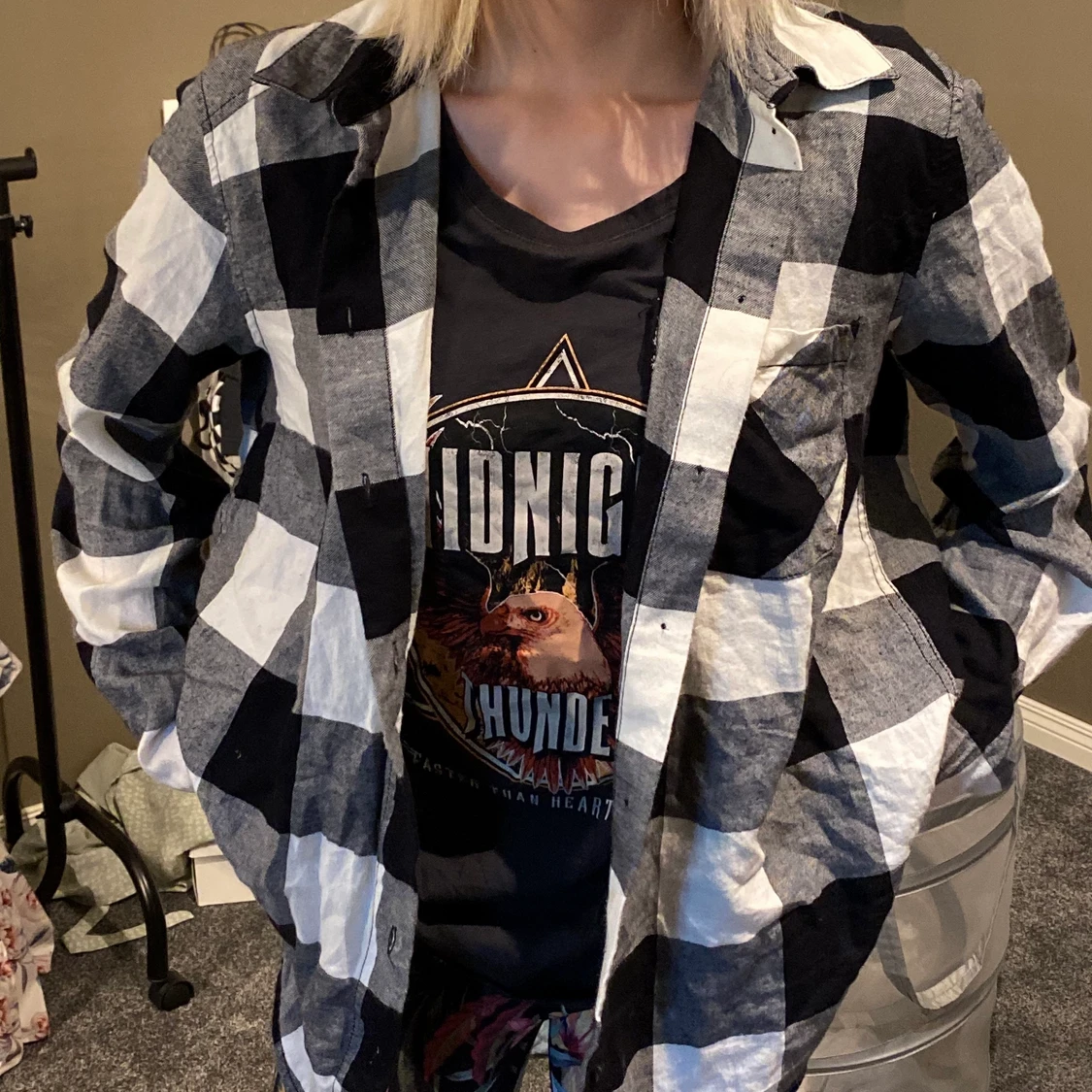 Rutig flanellskjorta  - 90