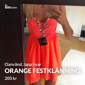 Orange festklänning  - Orange festklänning i storlek XS, oanvänd med prislapp kvar 