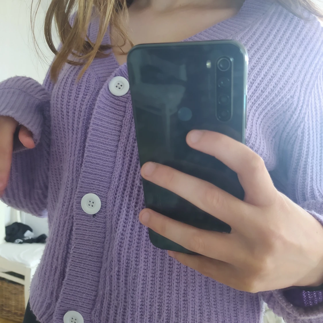 Lila stickad kofta - 91