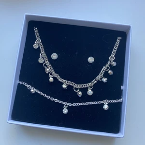 Smyckeset - Säljer detta fina smyckeset med örhängen, armband och halsband. Aldrig använt och i bra skick🌸🌸🌸