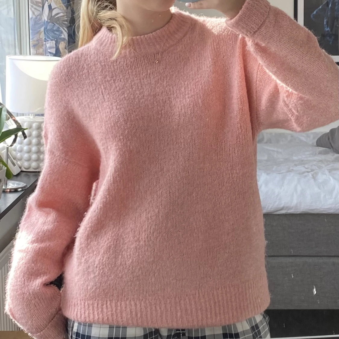 Rosa stickad tröja - 91