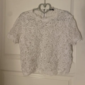 Spets topp - Säljer denna superfina spetstopp från zara som tyvärr inte kommer till användning längre. Storlek L men ganska liten i storleken och passar mig så brukar ha M